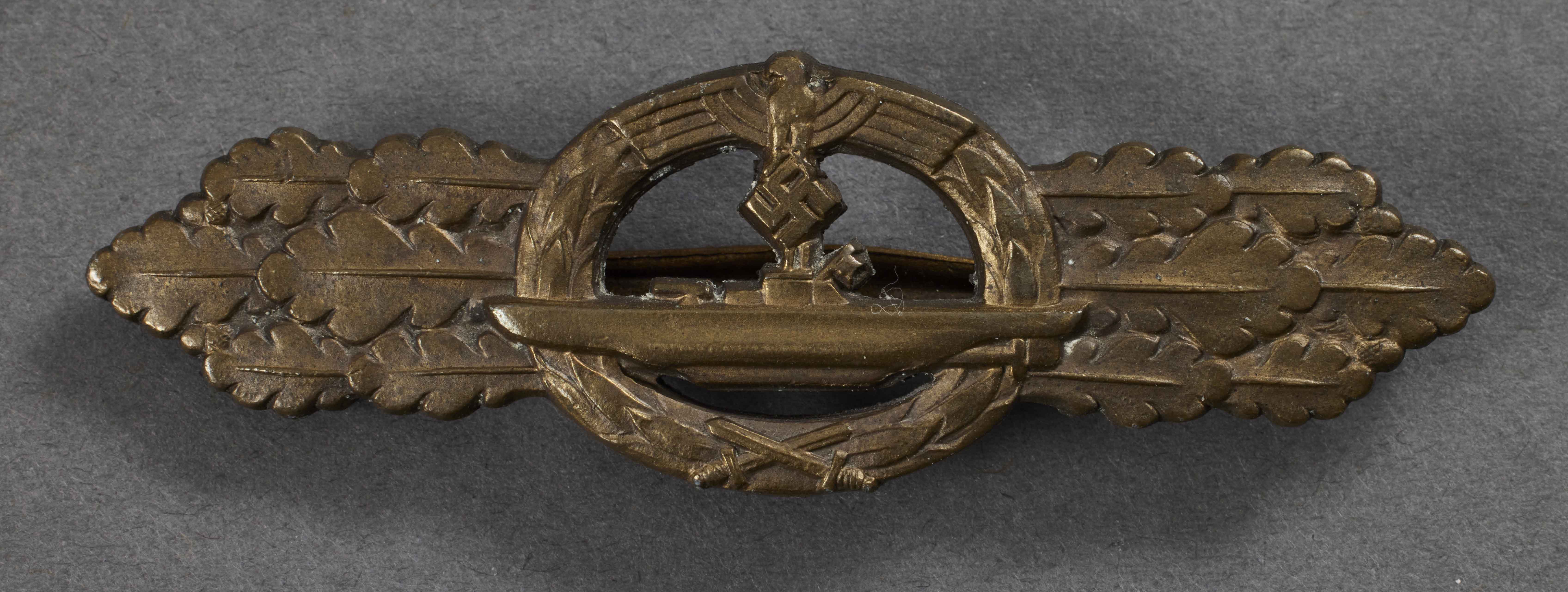 Kriegsmarine Submarine Clasp in Bronze by Schwerin