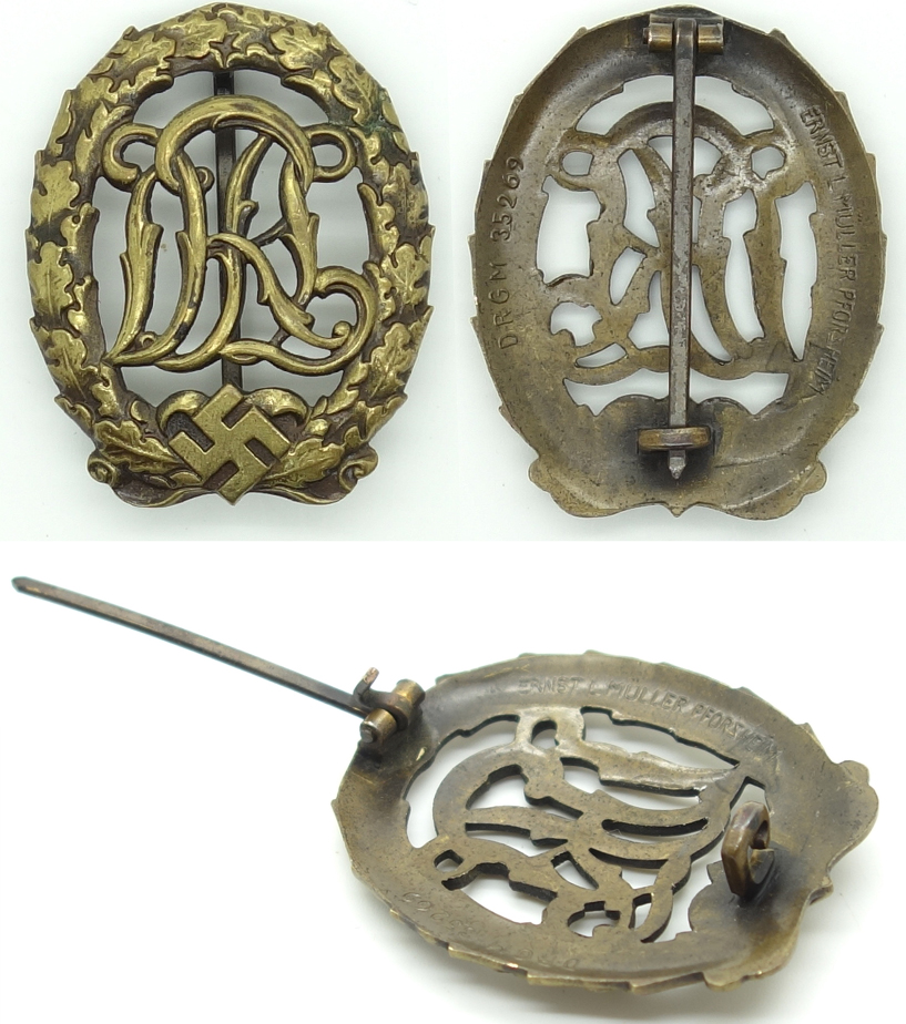 Bronze DRL Sports Badge by Ernst L Müller