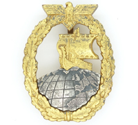 Post War - Navy Auxiliary Cruiser War Badge by S&L
