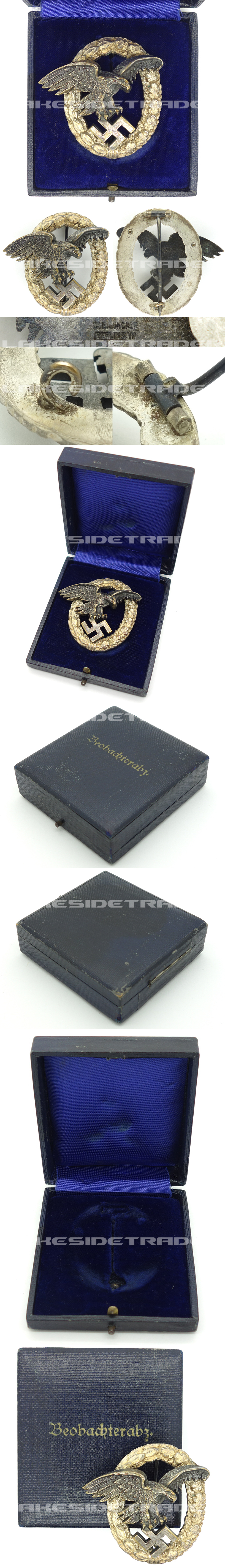 Cased Luftwaffe Observer Badge by Juncker