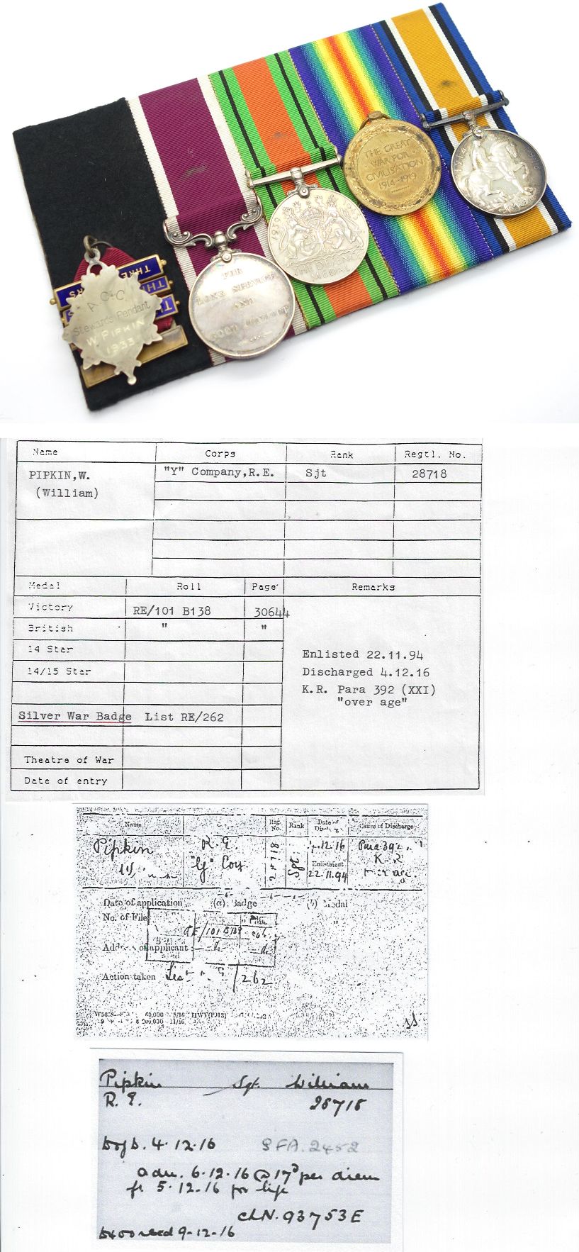 UK, WWI - Medal Bar Sjt. Pipkin