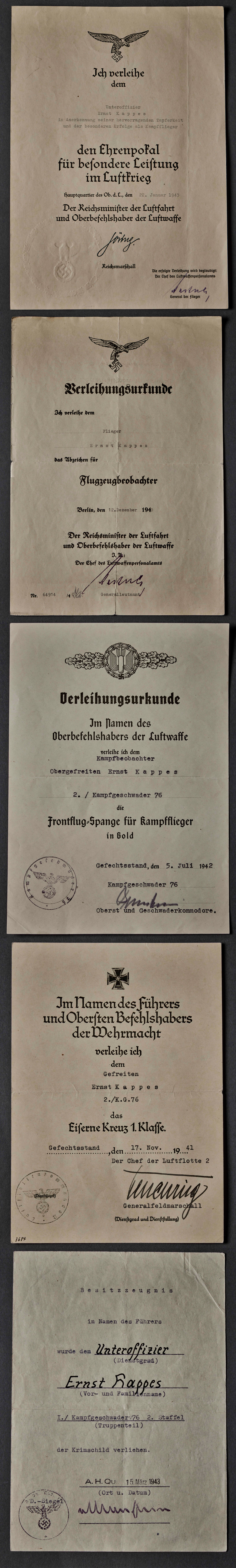 Luftwaffe Cased Honor Goblet Grouping