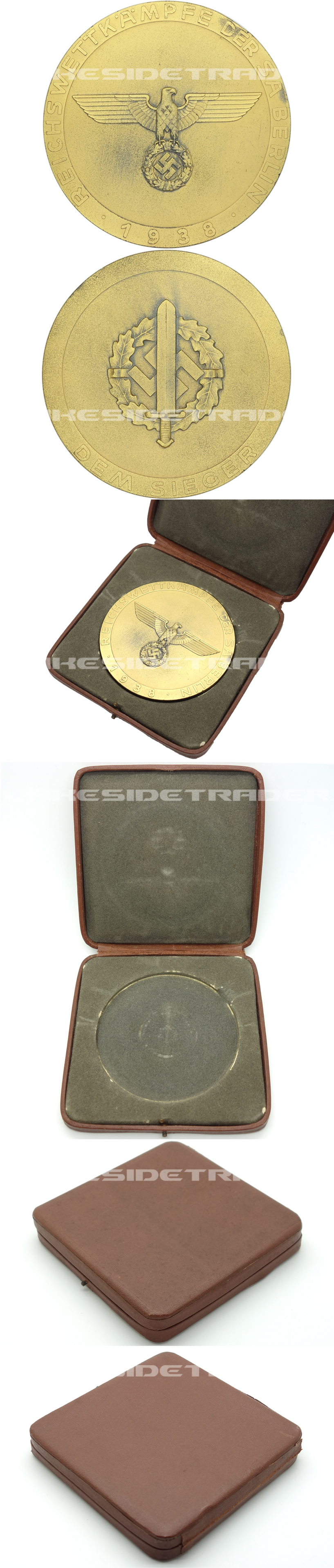 Cased SA 1st Place Winner Table Medal 1938