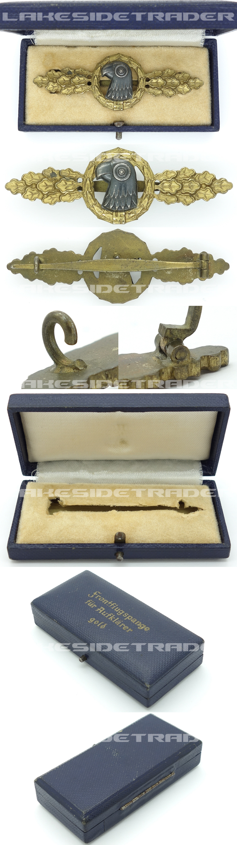 Cased Luftwaffe Reconnaissance Clasp in Gold by Juncker