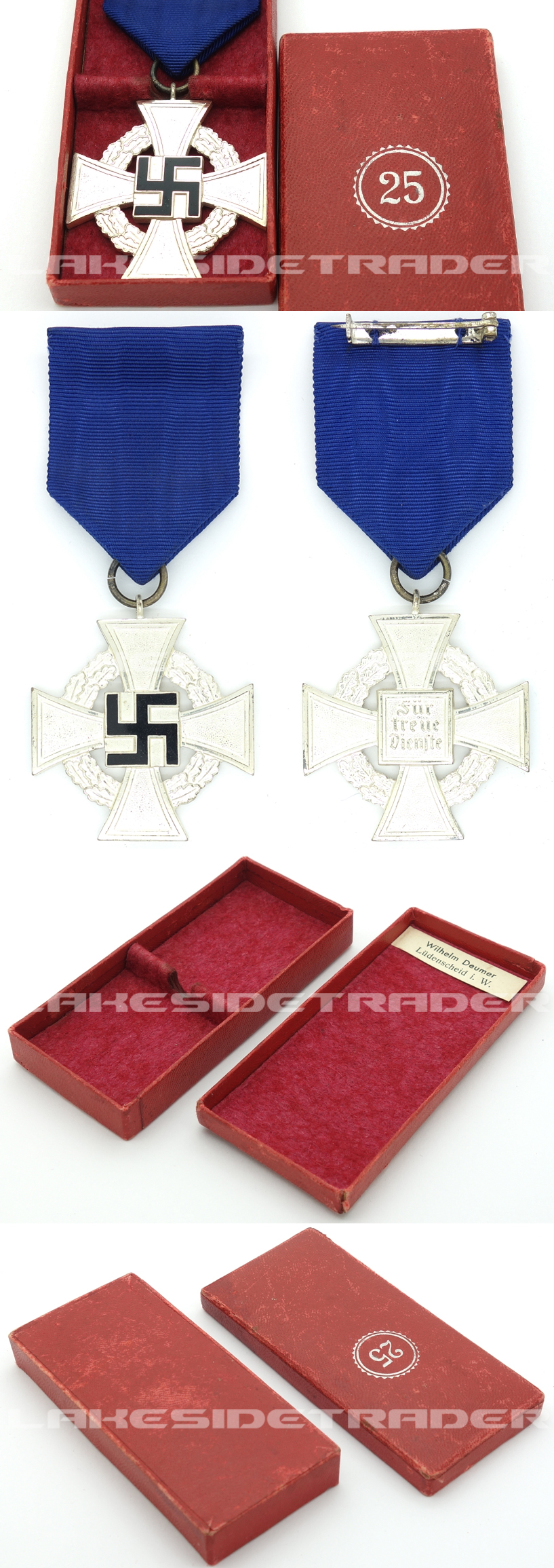 Cased - 25 Year Faithful Service Cross by W. Deumer