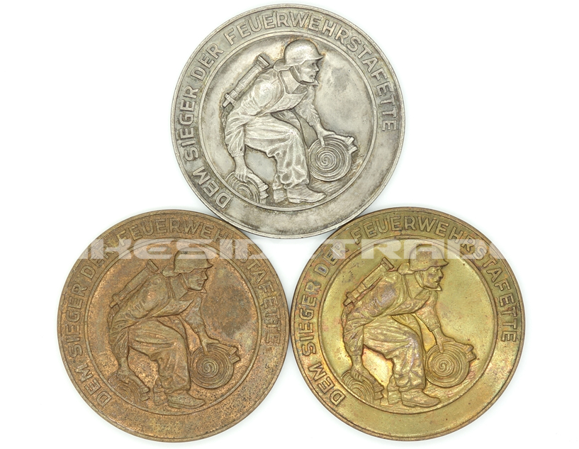DDR - Three Fire Brigade Medallions