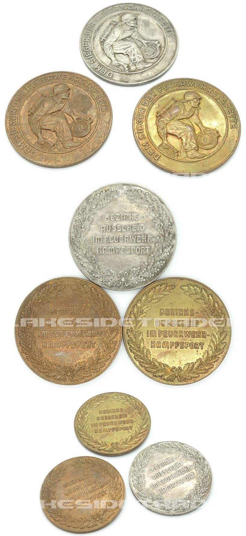 DDR - Three Fire Brigade Medallions