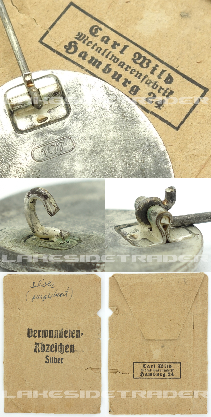 Silver Wound Badge by 107 with Issue Packet