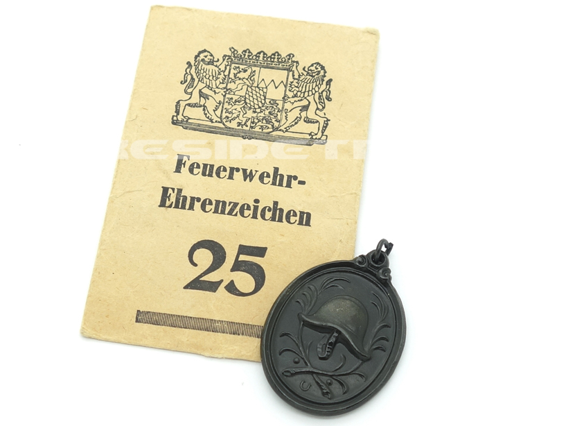 Bavaria - Iron 25 Year Fire Service Medal w Packet
