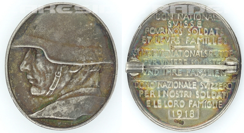 Swiss - National Donation Badge by Hans Frei 1918