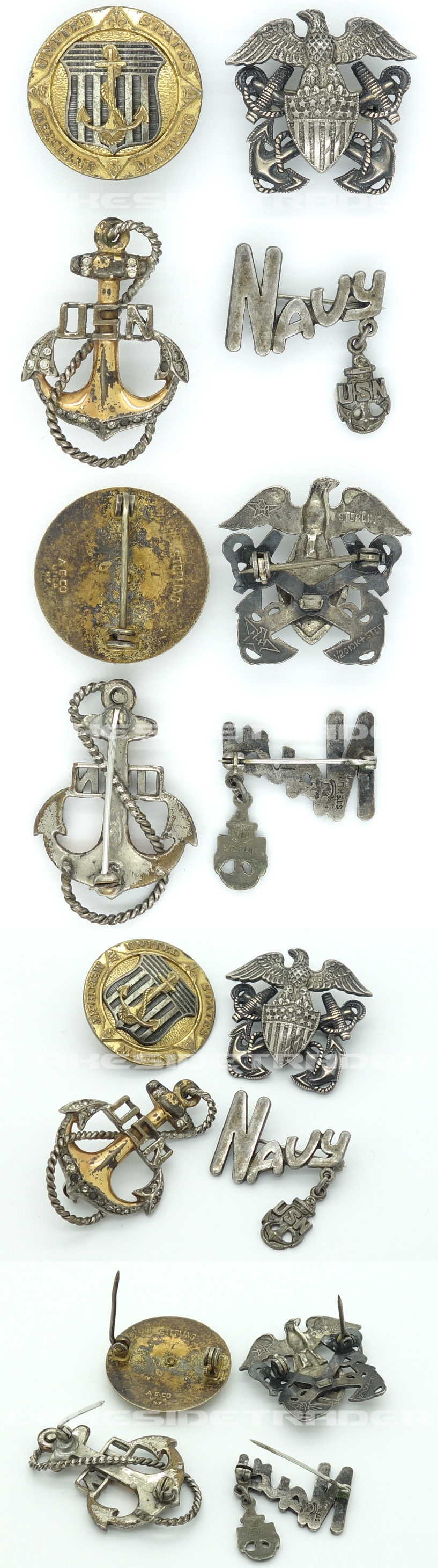 Four U.S. Navy and Sweetheart Brooches & Pins