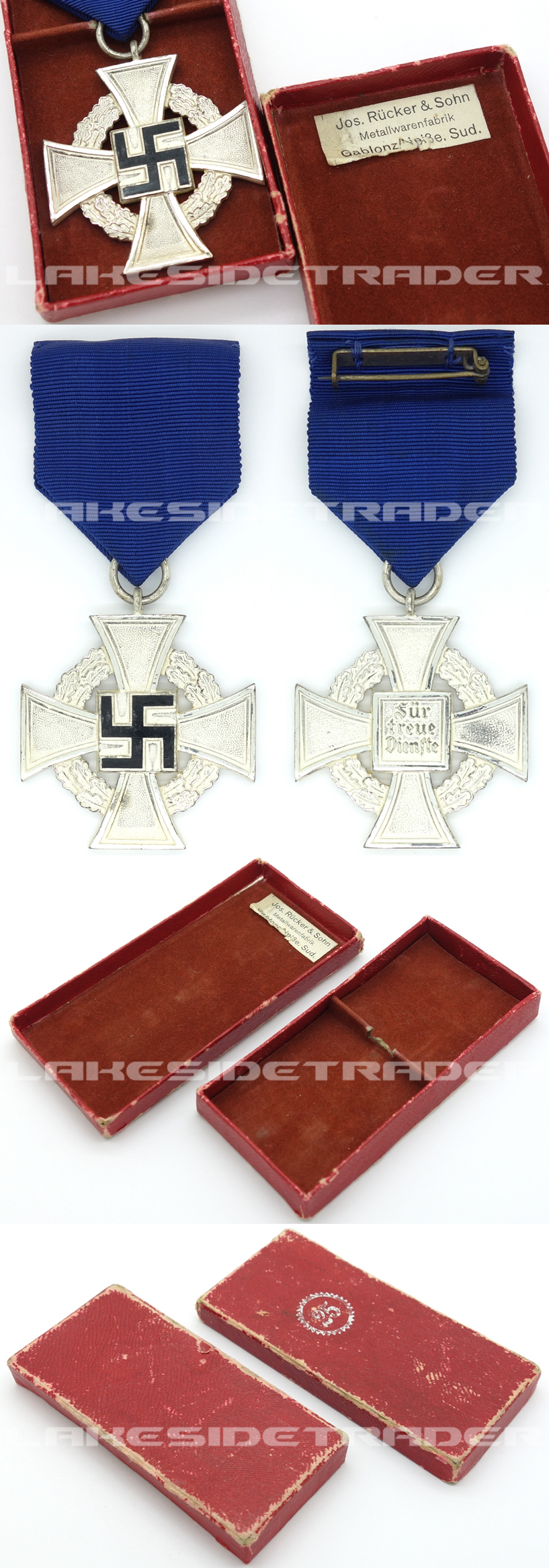 Cased - 25 Year Faithful Service Cross by J. Rücker