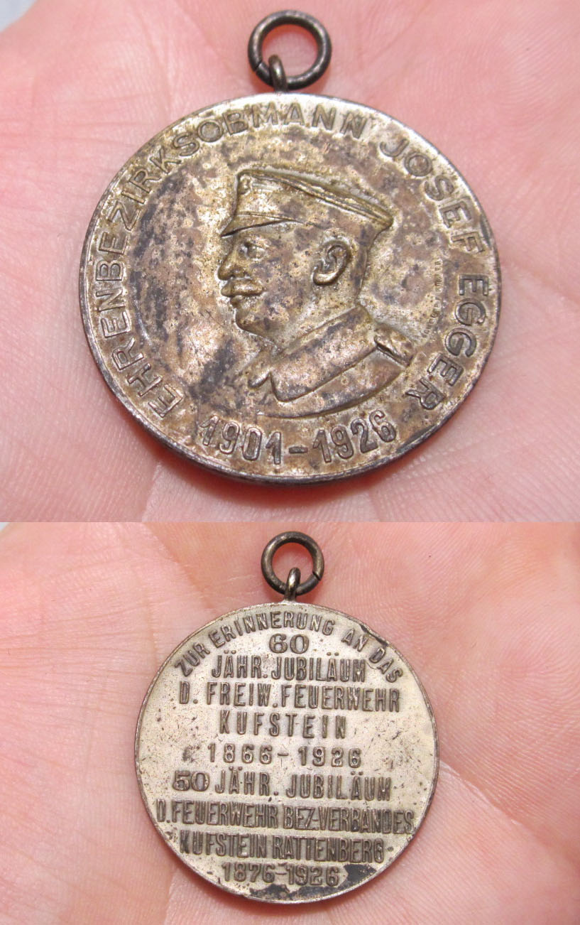 Imperial Kufstein Austria Firefighters Commemorative Medal 1926