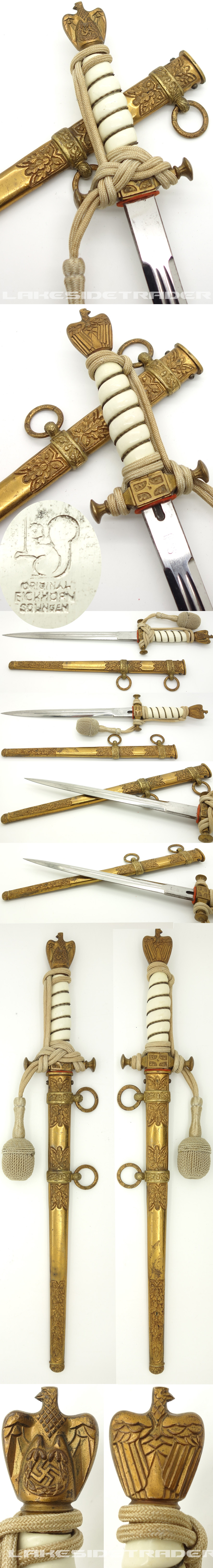 2nd Model Navy Dagger By Eickhorn with chased scabbard