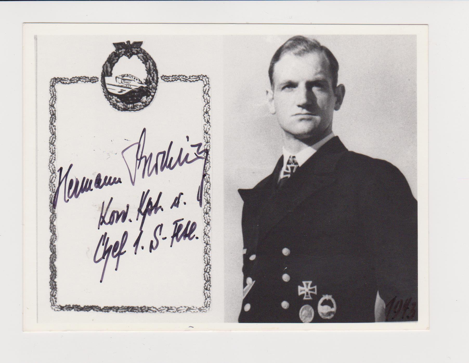 Autographed picture of Hermann Buechting