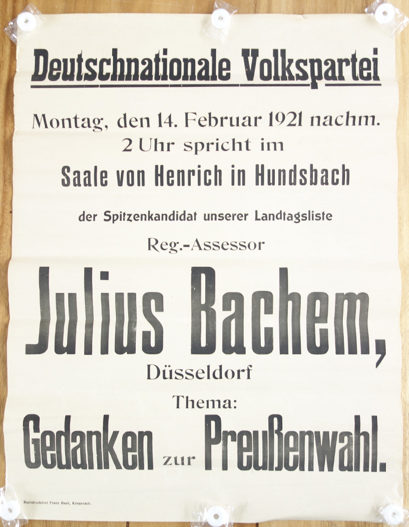 Deutschnationale Volkspartei Julius Bachem Poster