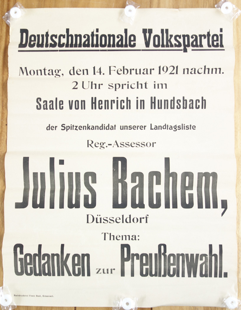 Deutschnationale Volkspartei Julius Bachem Poster