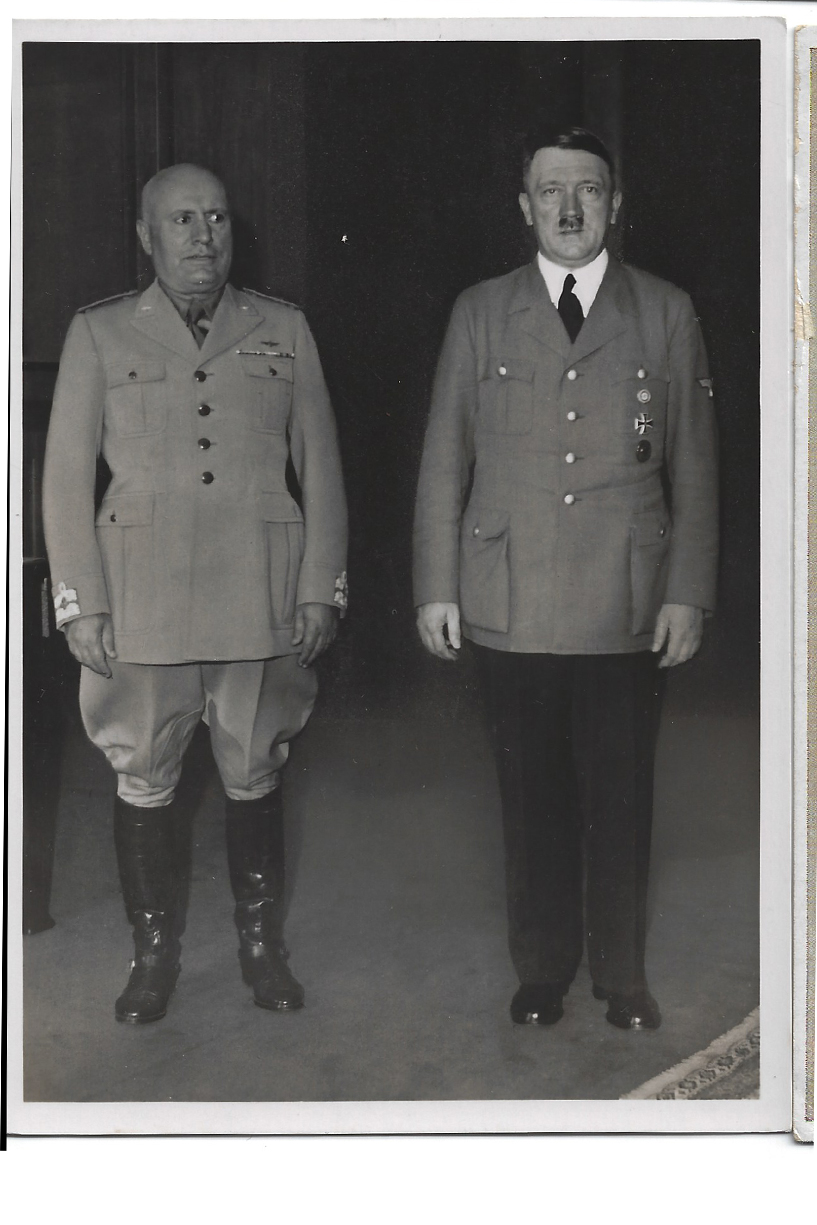 Mussolini & Hitler Postcard