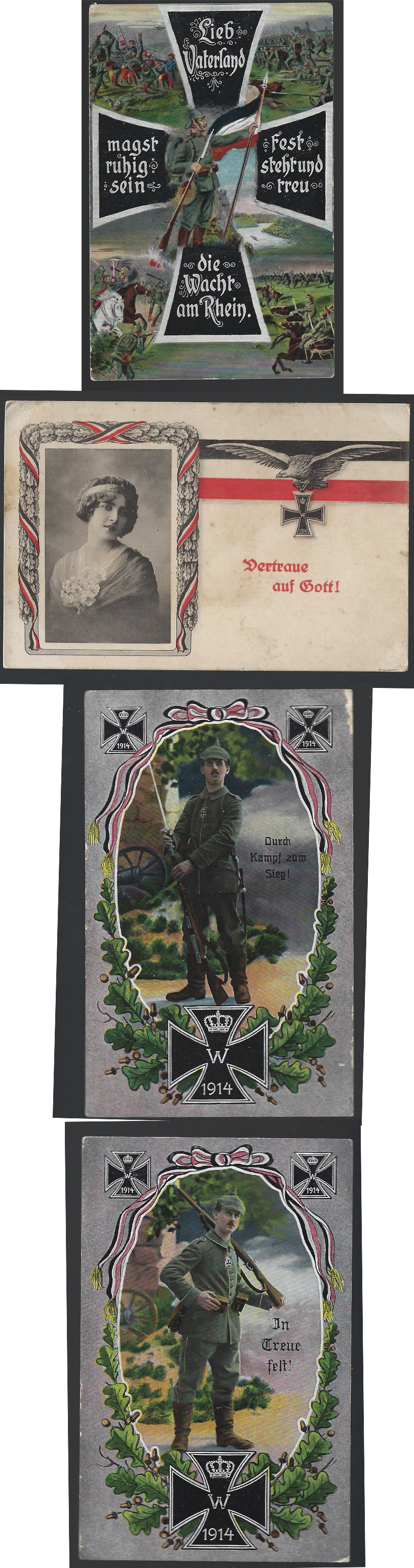 4 Imperial Iron Cross Themed Postcards