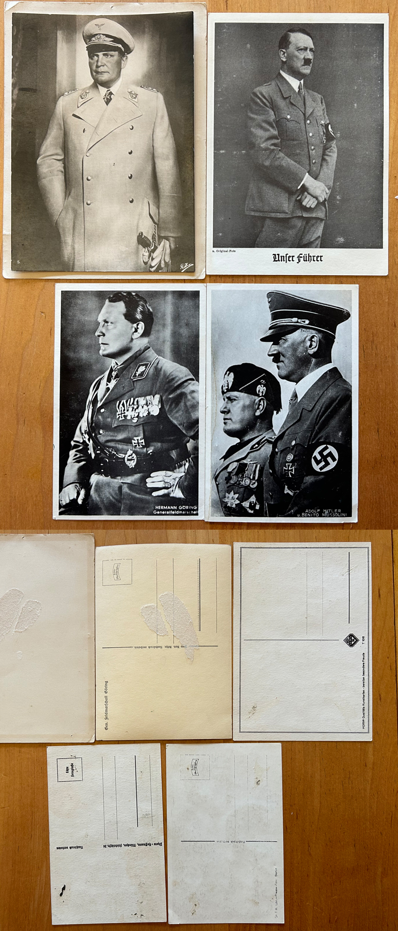 4 Postcards - Hitler, Göring & Mussolini