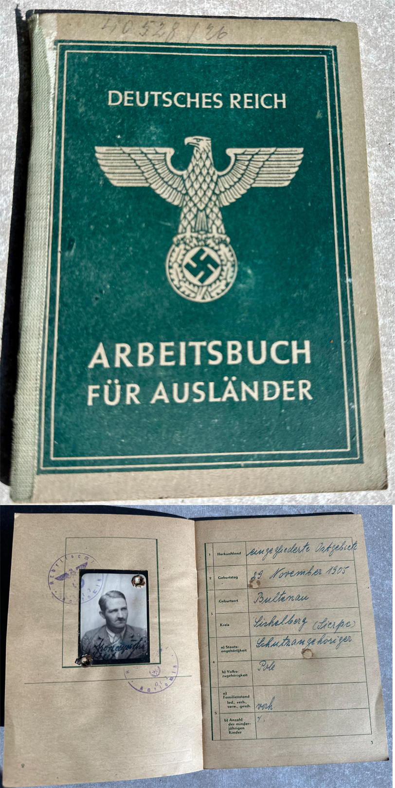 Deutsches Reich Arbeitsbuch für Ausländer