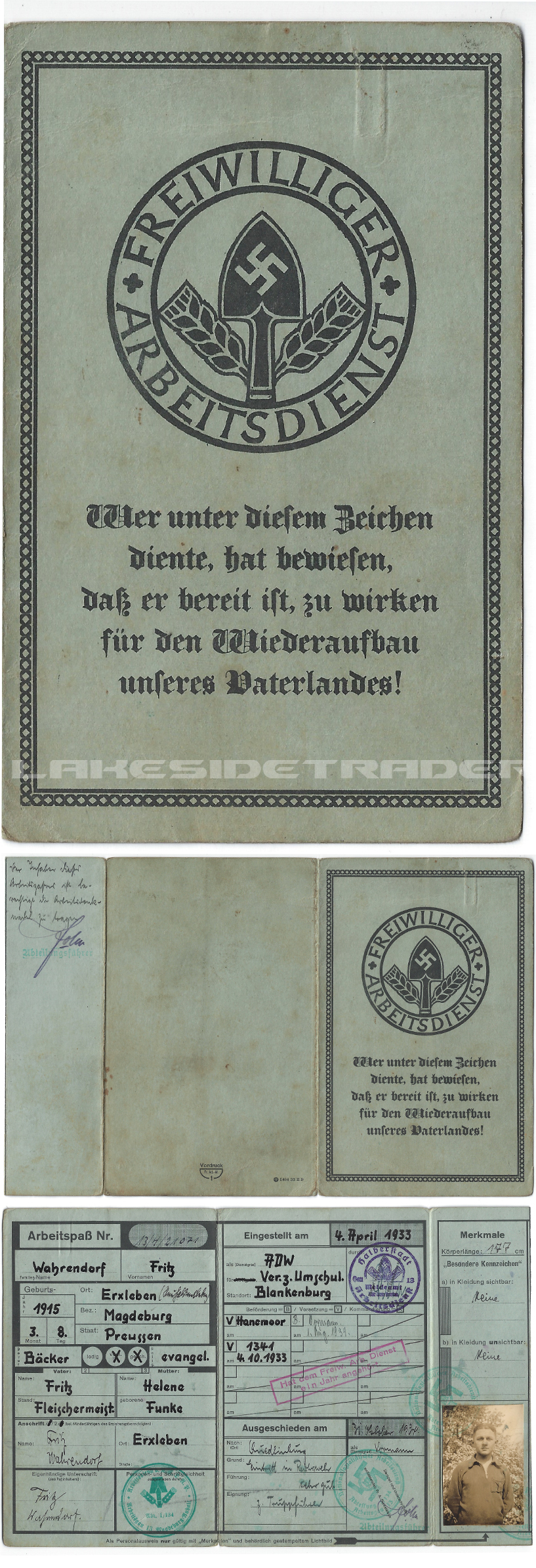 FAD Freiwilliger Arbeitsdienst Membership book