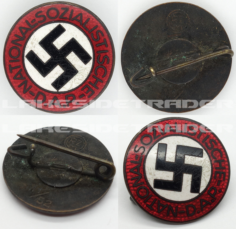 NSDAP Membership Pin by RZM M1/52 