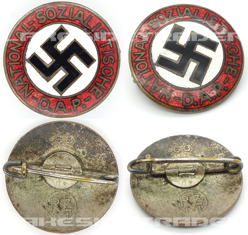 Transitional NSDAP Membership Pin by RZM 63