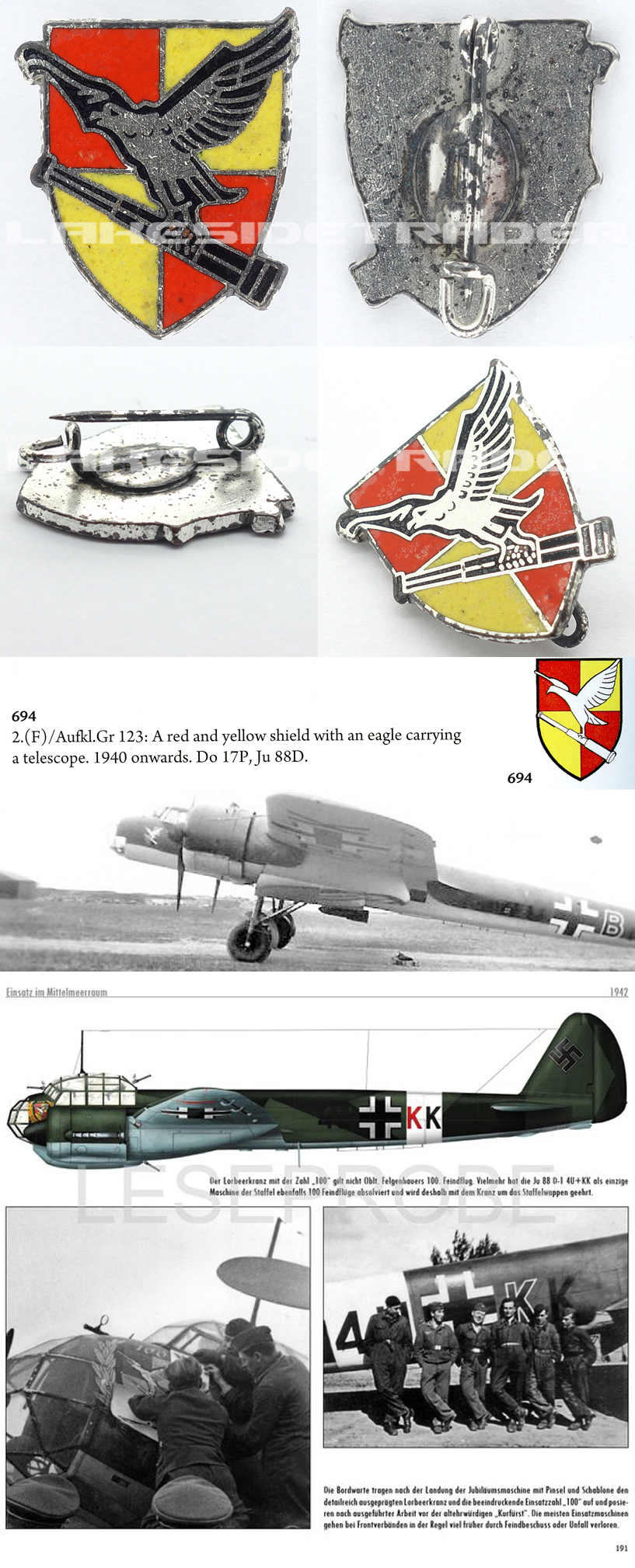 Luftwaffe 2.(F) AusfklGr 123 Division Badge