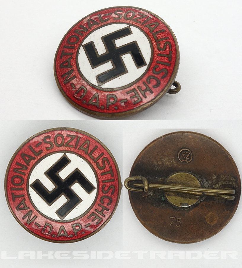 Transitional NSDAP Membership Pin by RZM 75