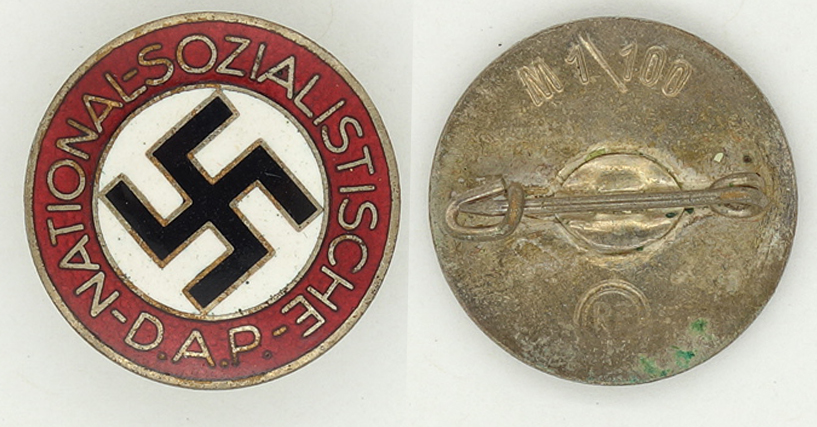 NSDAP Membership Pin by RZM M1/100