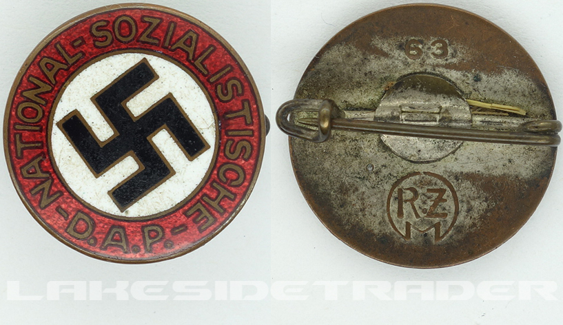 Transitional NSDAP Membership Pin by RZM 63