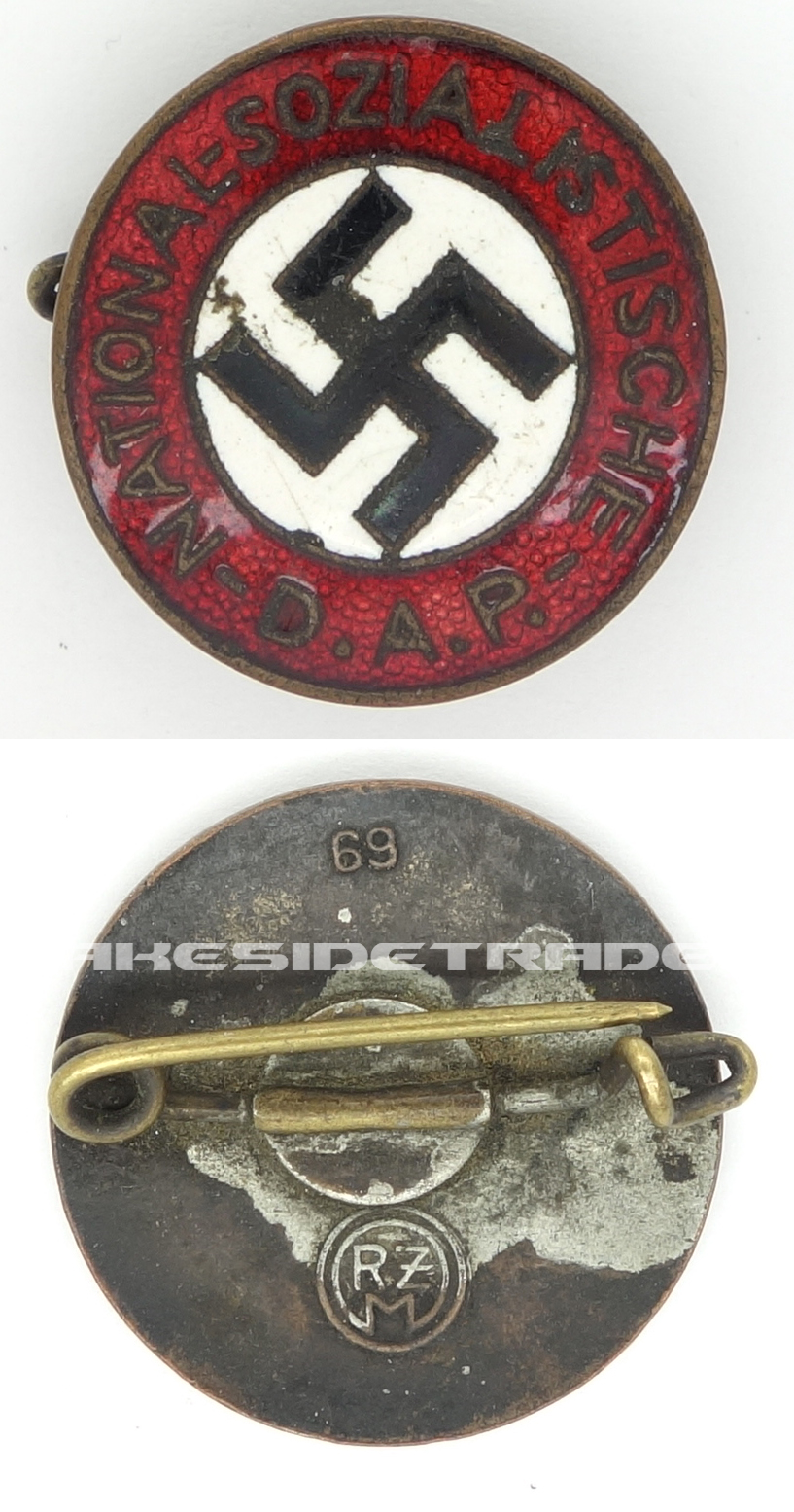 Transitional NSDAP Membership Pin by RZM 69