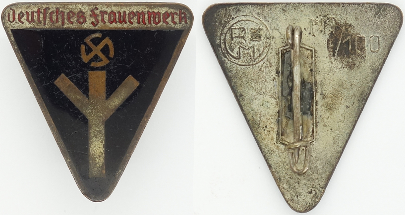Women’s “Deutsches Frauenwerk” Membership Pin by RZM M1/100