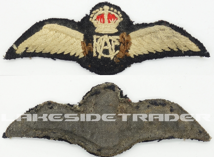 WWII Canadian RCAF padded Pilot Wings 