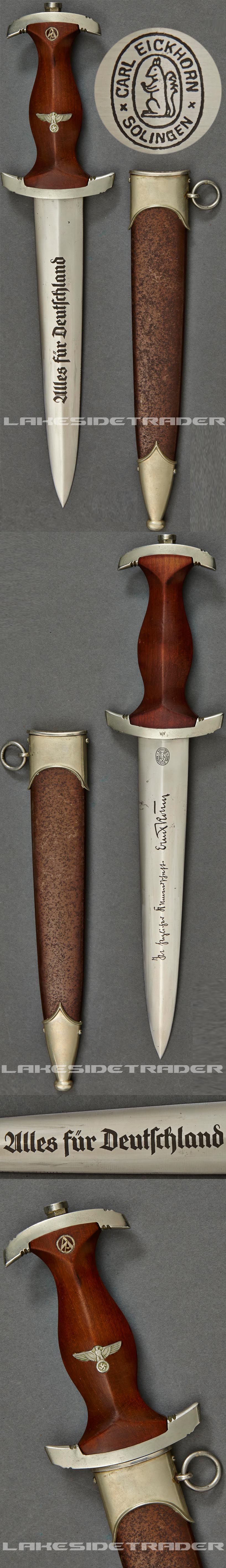 A model 1933 SA honour dagger with Ernst Rohm dedication
