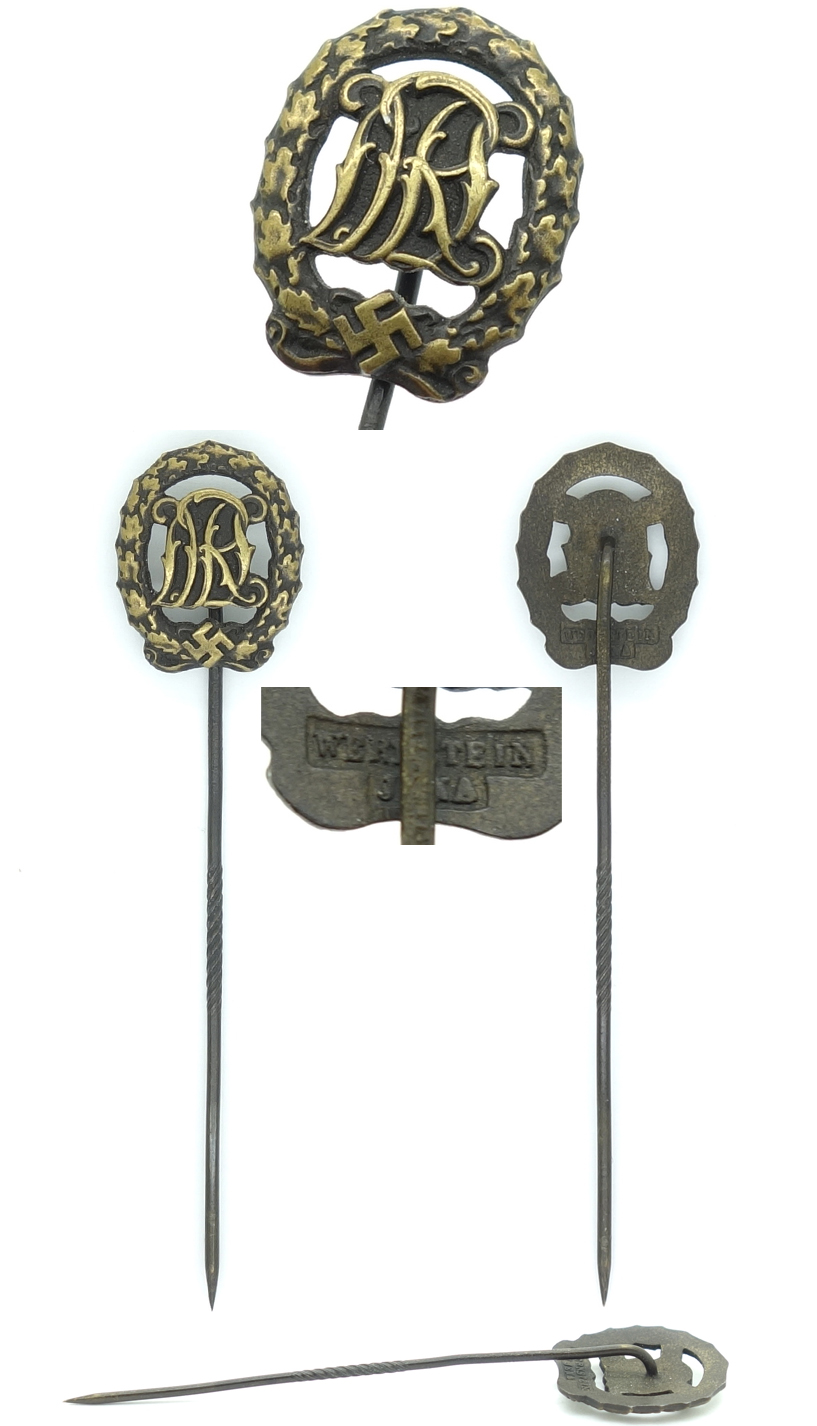 Stickpin - DRL Sports Badge in Bronze by W. Jena
