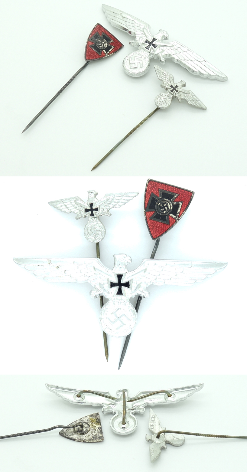 NS-RKB Veterans Stickpins and Cap Eagle