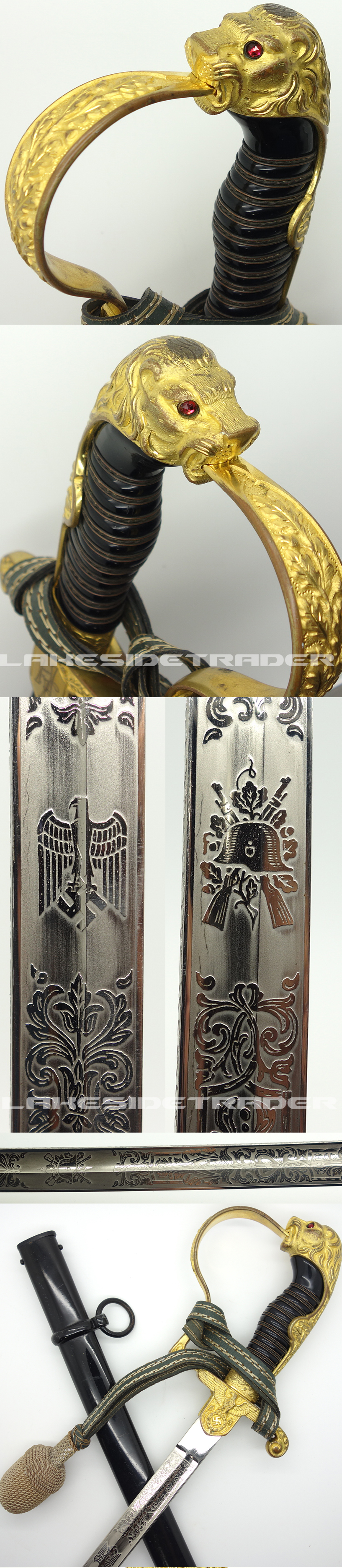 Personalized Army Lion-head with Triple Etched Blade