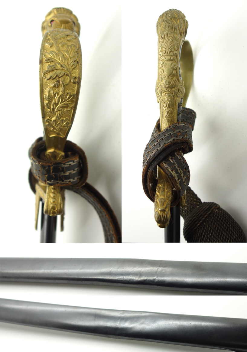 Etched Lion Head Officers Sword by WKC