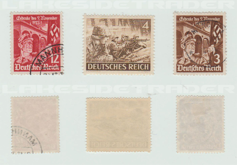 12, 4 and 3 Pfenning Deutsches Reich Stamps