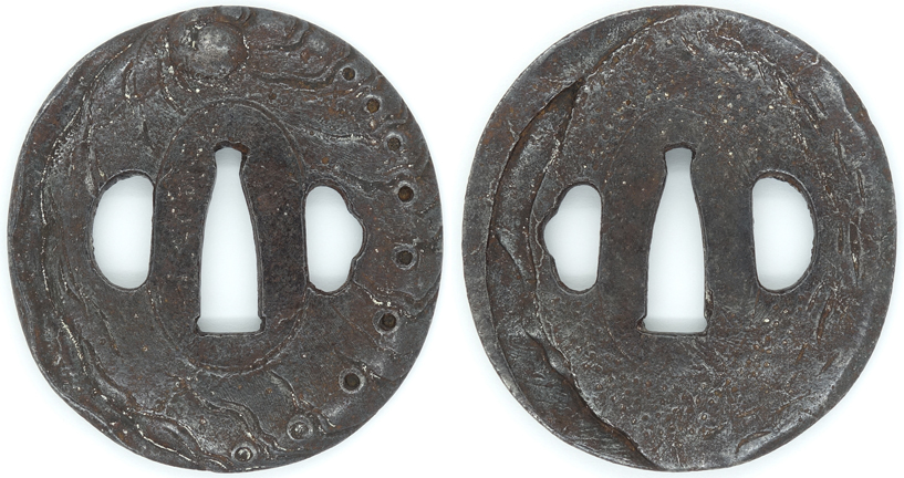 Japan - Iron Plate Tsuba by Nobufusa saku