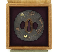 Japan - Shakudō Tsuba with Kaō - Gotō School