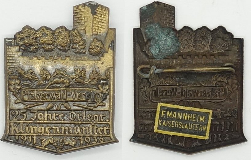 Pfälzerwald-verein Klingenmünster 25 Jahre ortsar 1911 1936