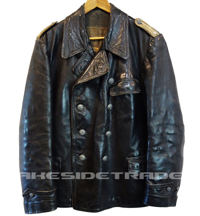 Navy Oberleutnant Leather Deck Jacket 