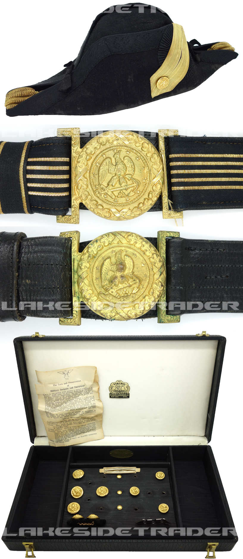 U.S. WWII - Naval Bicorn Hat & Belt Group by HH