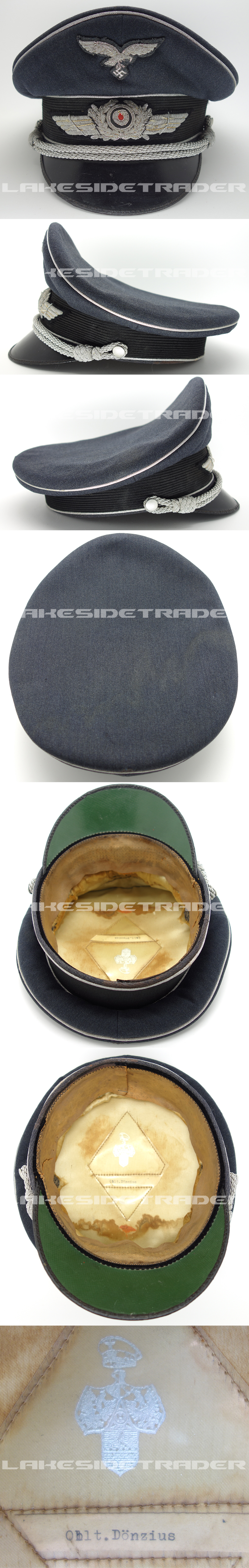 Luftwaffe Officer Visor Cap to Oblt. Donzius